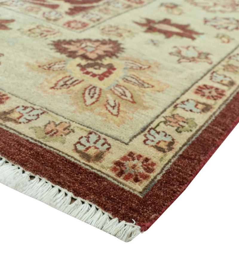 8X10 Fine Hand Knotted Rust And Gold Traditional Design Wool Rug by The Rug Decor
