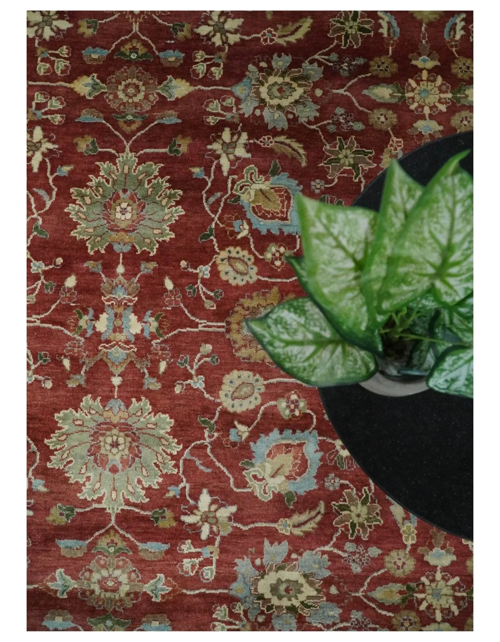 8x10 Fine Hand Knotted Rust and Ivory Traditional Persian Style Antique Wool Rug by The Rug Decor