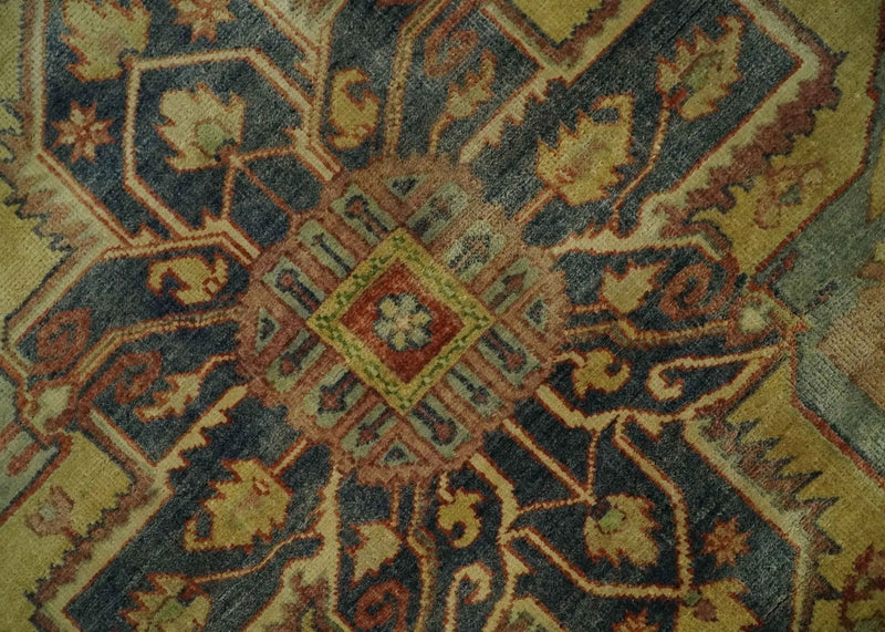 8x10 Gold, Rust and Charcoal Heriz Serapi Traditional Vintage Turkish Style Antique Look Hand Knotted Wool Area Rug | N361810 by The Rug Decor