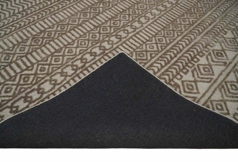 8x10 Hand Tufted Ivory and Bronze Stripes Pattern Rug Multi Size Living Room and Bedroom Rug | TRD6530810S by The Rug Decor