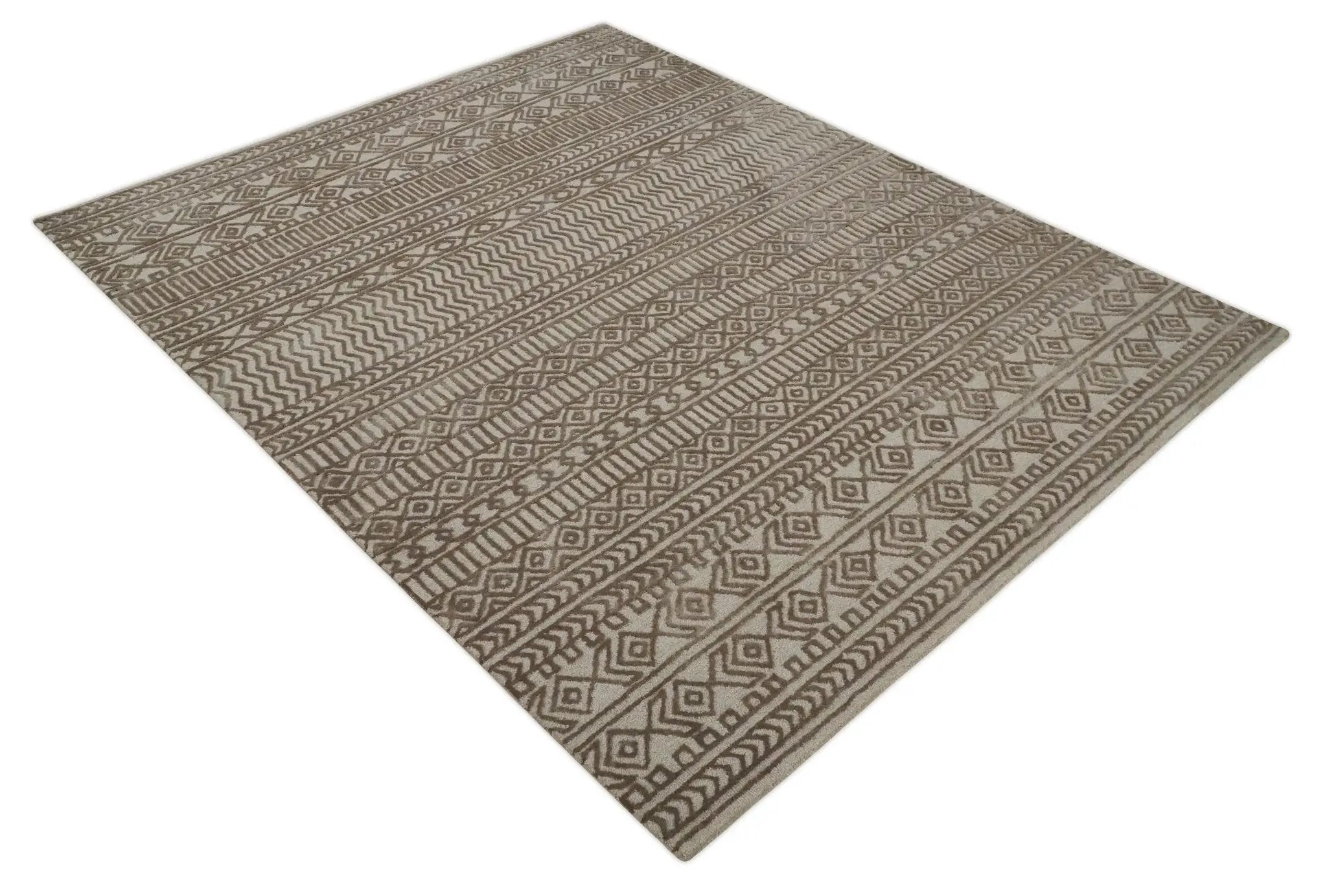 8x10 Hand Tufted Ivory and Bronze Stripes Pattern Rug Multi Size Living Room and Bedroom Rug | TRD6530810S by The Rug Decor