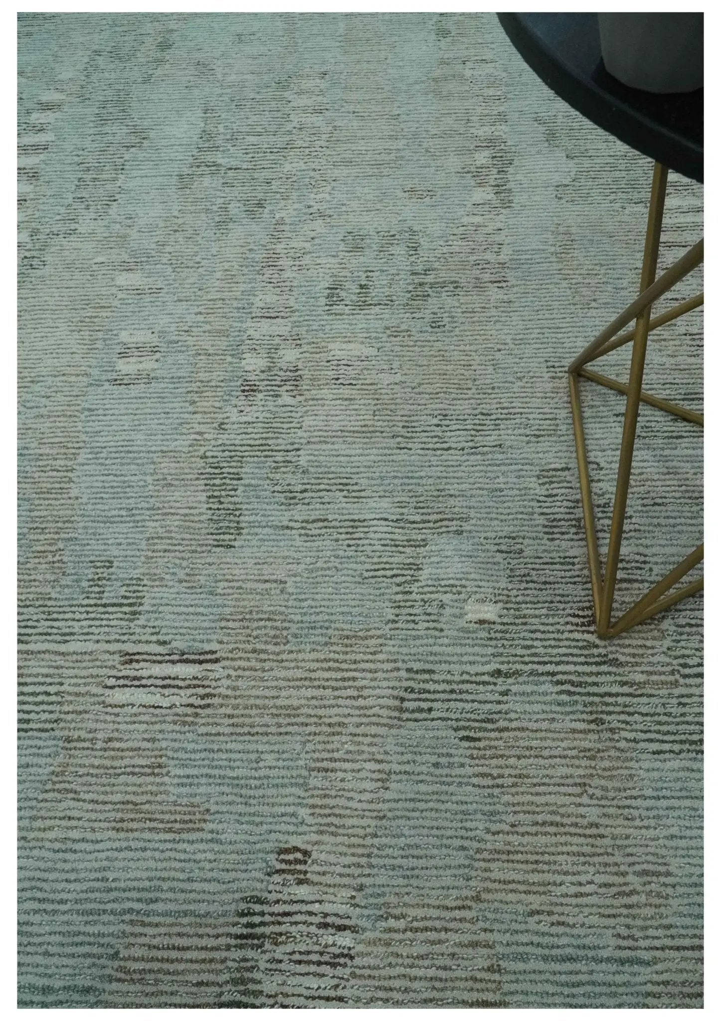 8x10 Modern Abstract Teal, Olive and Ivory Hand Tufted wool area rug by The Rug Decor