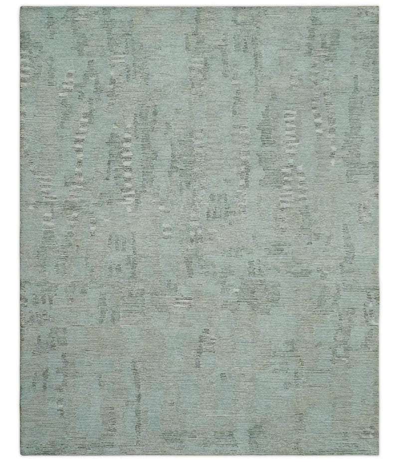 8x10 Modern Abstract Teal, Olive and Ivory Hand Tufted wool area rug by The Rug Decor