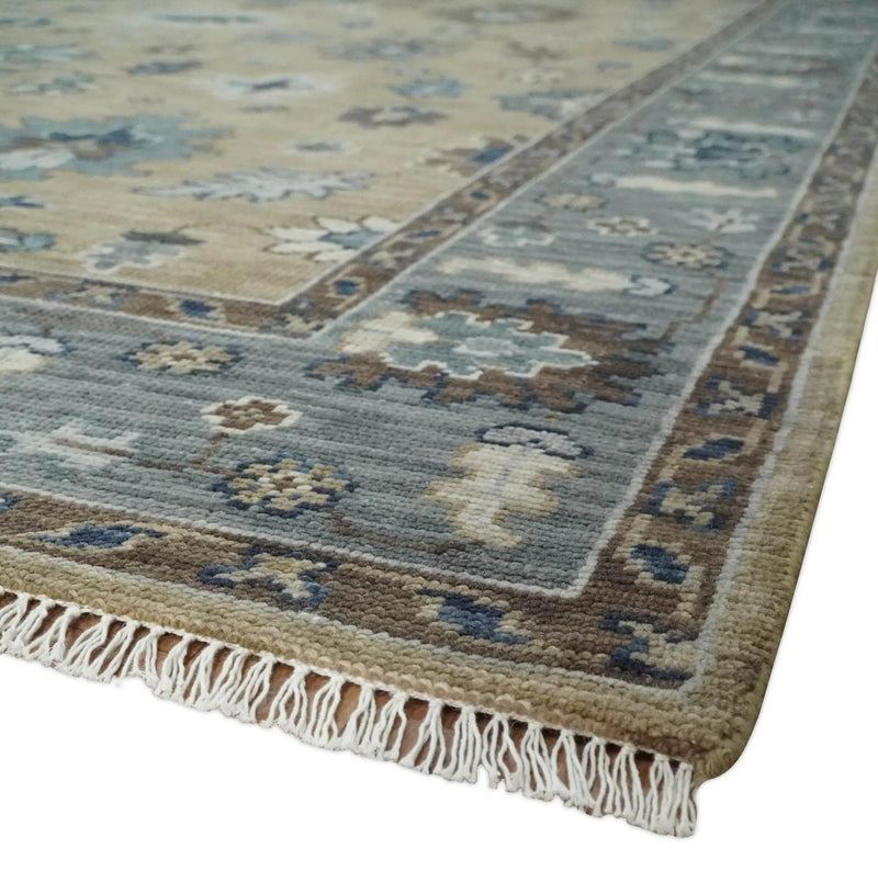 8x10 Traditional Beige and Gray Antique Style Floral Hand knotted Wool Area Rug by The Rug Decor