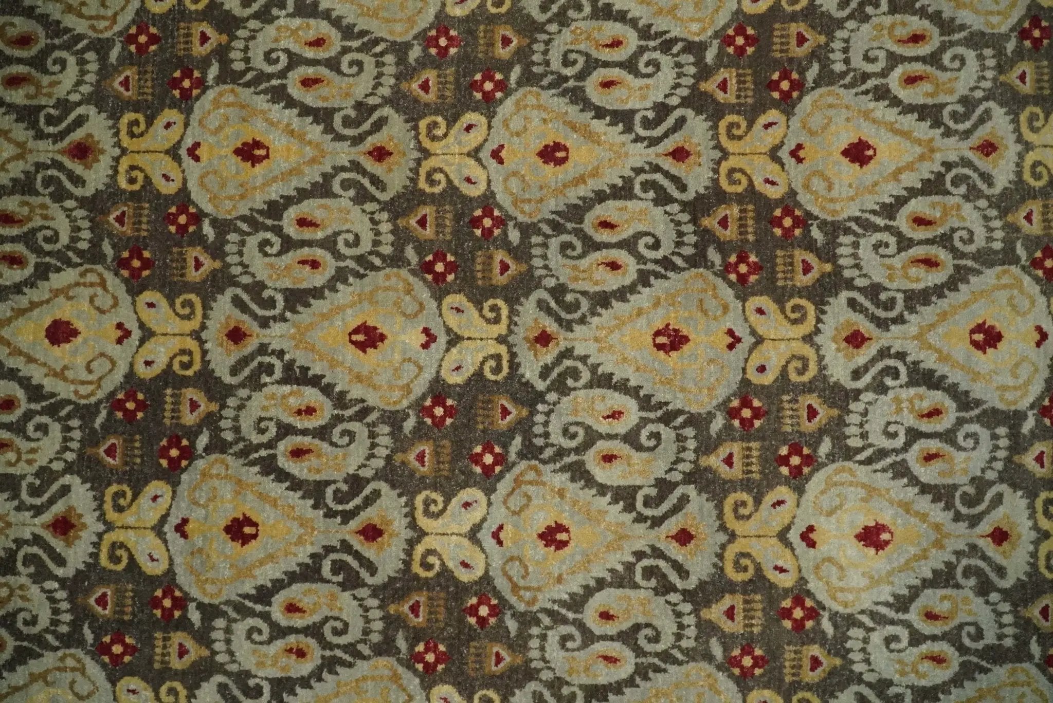8x8 Round Fine Hand Knotted Brown and Beige Traditional Style Antique Wool Rug by The Rug Decor