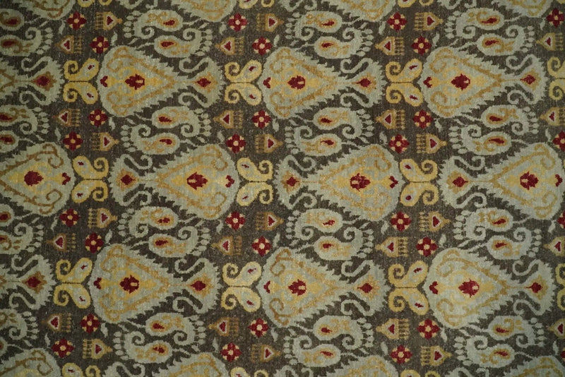8x8 Round Fine Hand Knotted Brown and Beige Traditional Style Antique Wool Rug by The Rug Decor