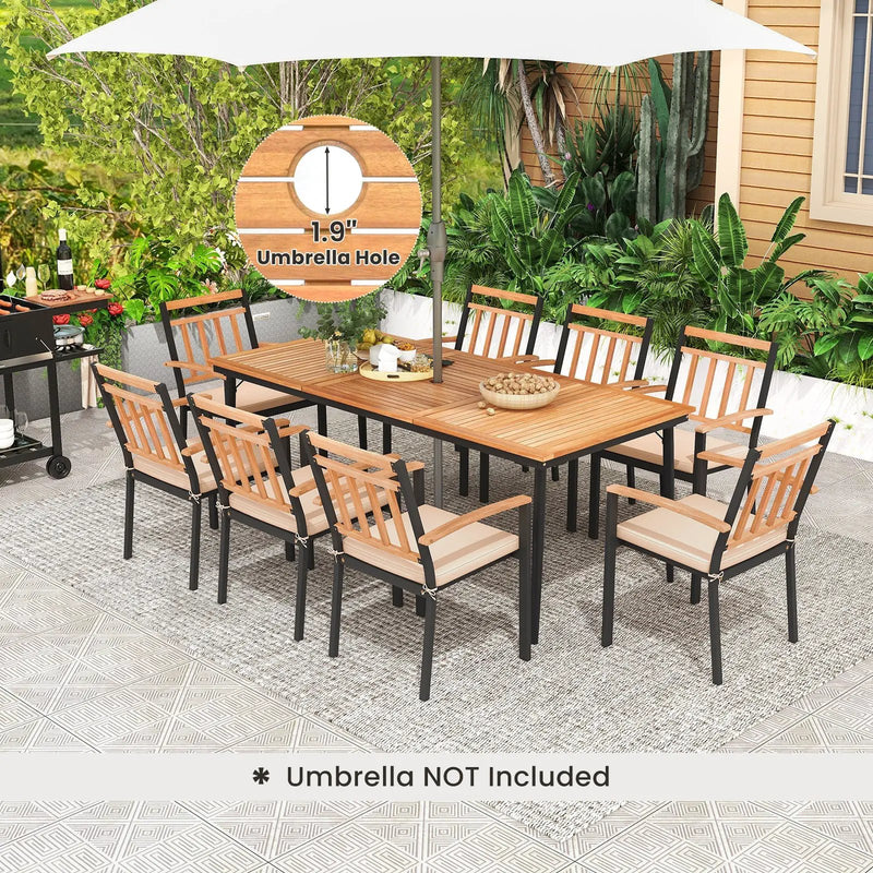 9-Piece Patio Dining Set with 8 Wooden Armchairs by DirectDeals