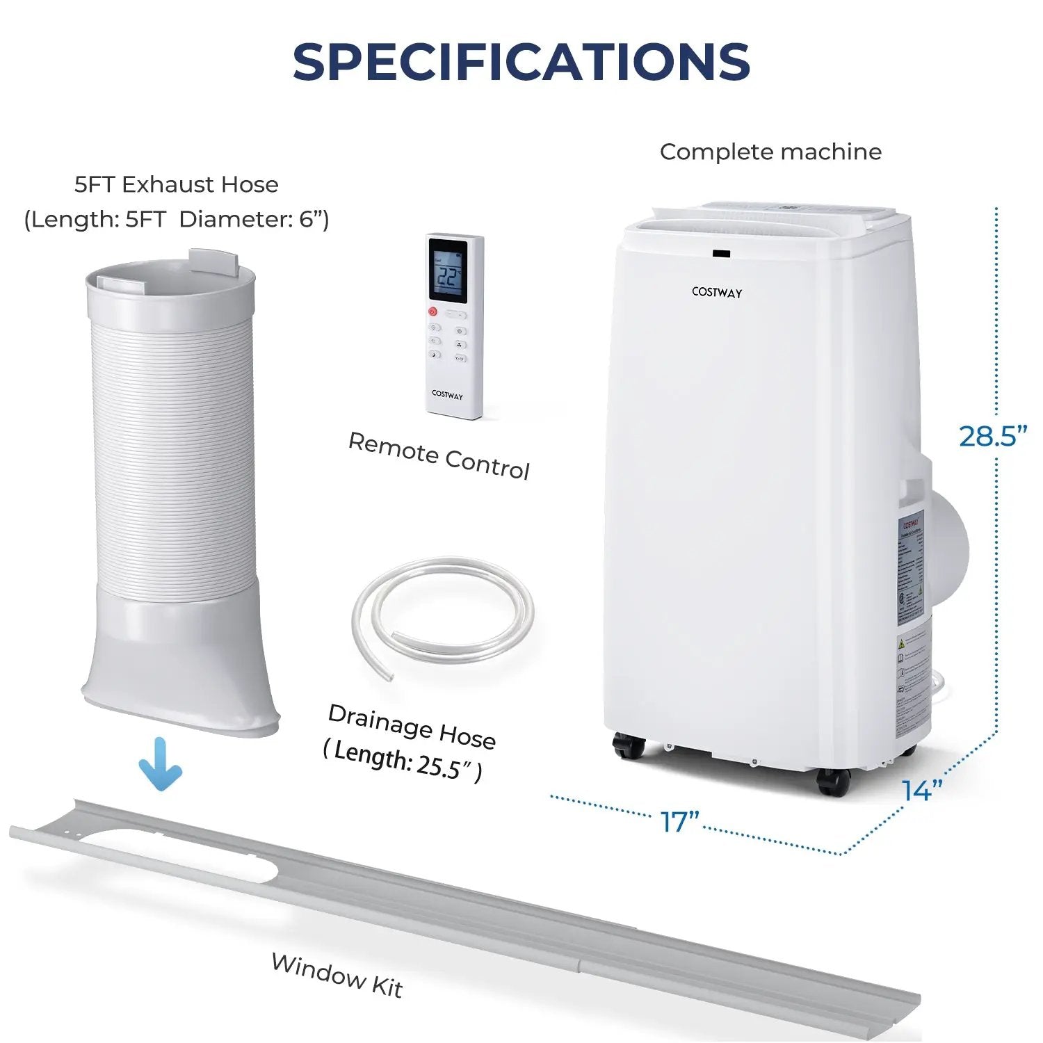 12000BTU 3-in-1 Portable Air Conditioner with Remote-White by DirectDeals