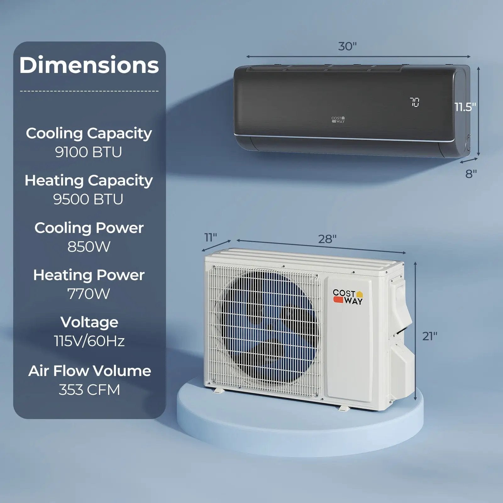 GreyVolt Series 9100 BTU 20.5 SEER2 115V WiFi Enabled Mini Split AC Compatible with Alexa Gray by DirectDeals