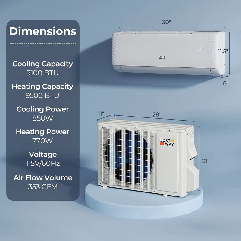 Airtural Series 9100 BTU 20.5 SEER2 WiFi Enabled Mini Split AC 115V Compatible with Alexa by DirectDeals