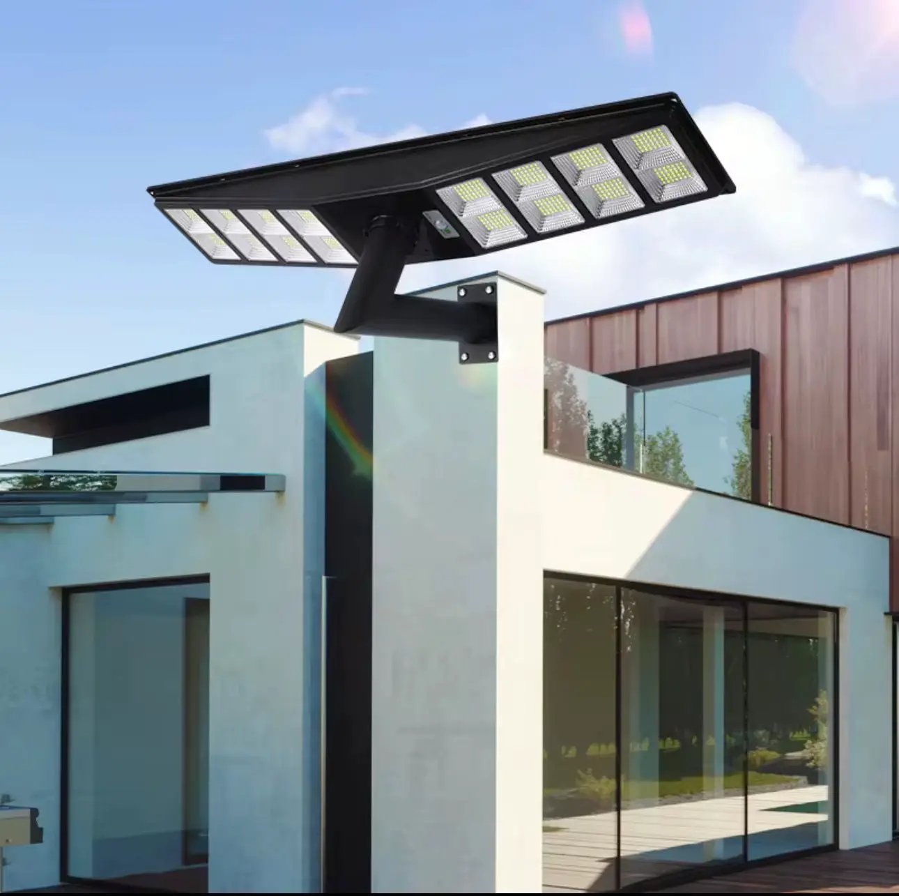 9000W All-in-One Double Side Solar Street Light Road Path Motion Sensor Parking a lot IP65 Waterproof by Outdoor Solar Outlet