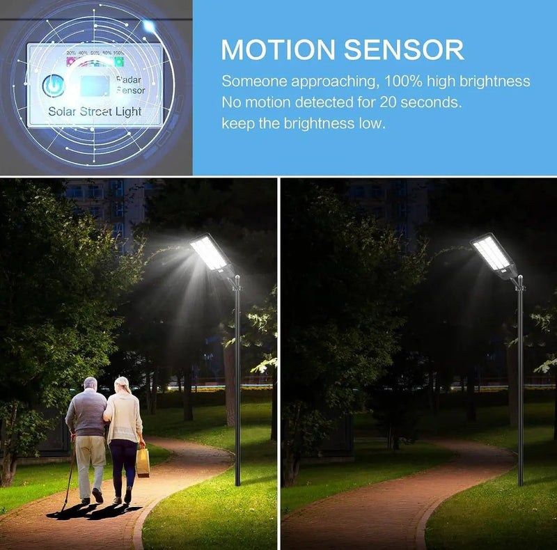 9000W Solar Street Light, 180000 Lumens Dusk to Dawn Street Lights Solar Powered Motion Sensor by Outdoor Solar Outlet