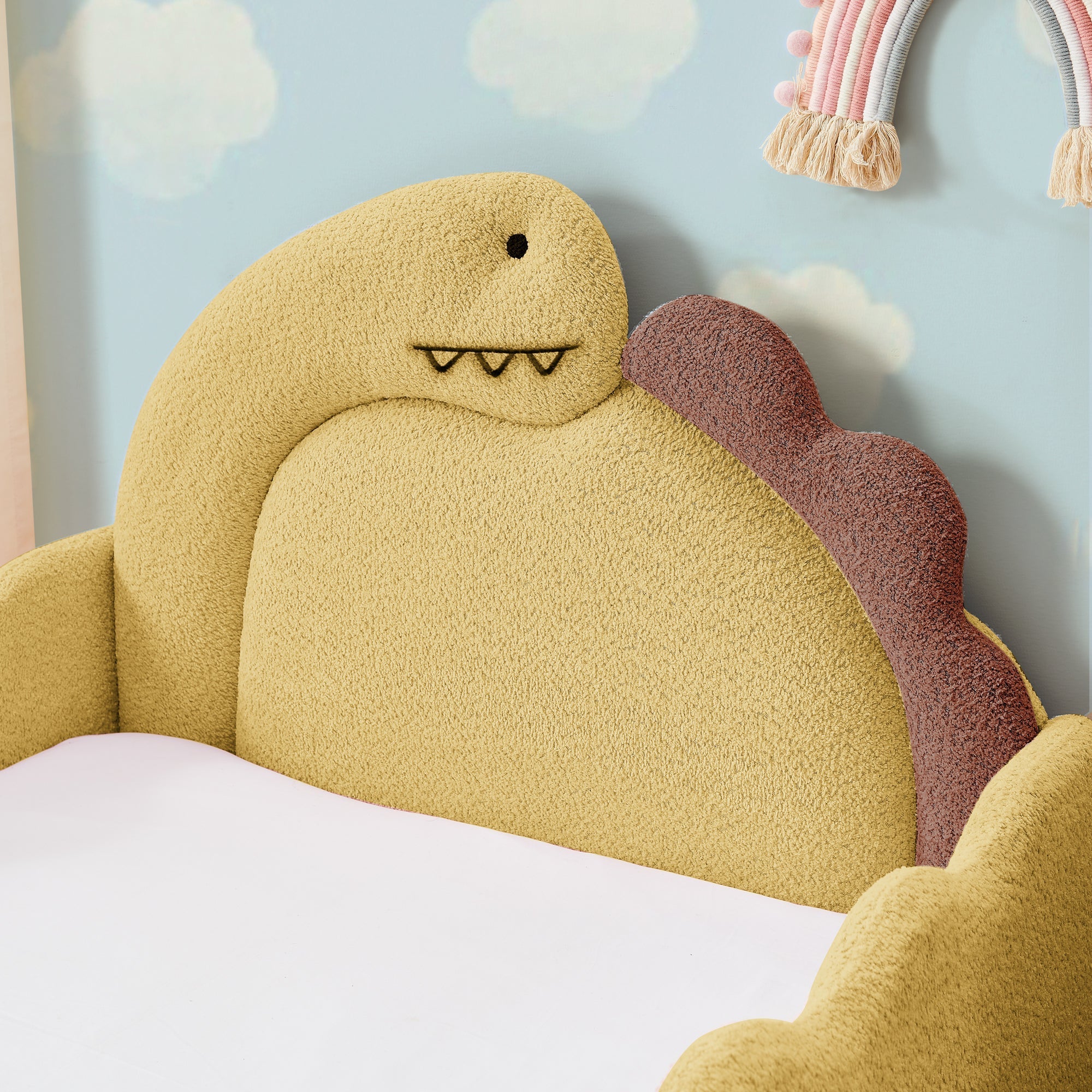 Twin Size Dinosaur-Shaped Kids Bed with Safety Guardrails by HouseOfZazla