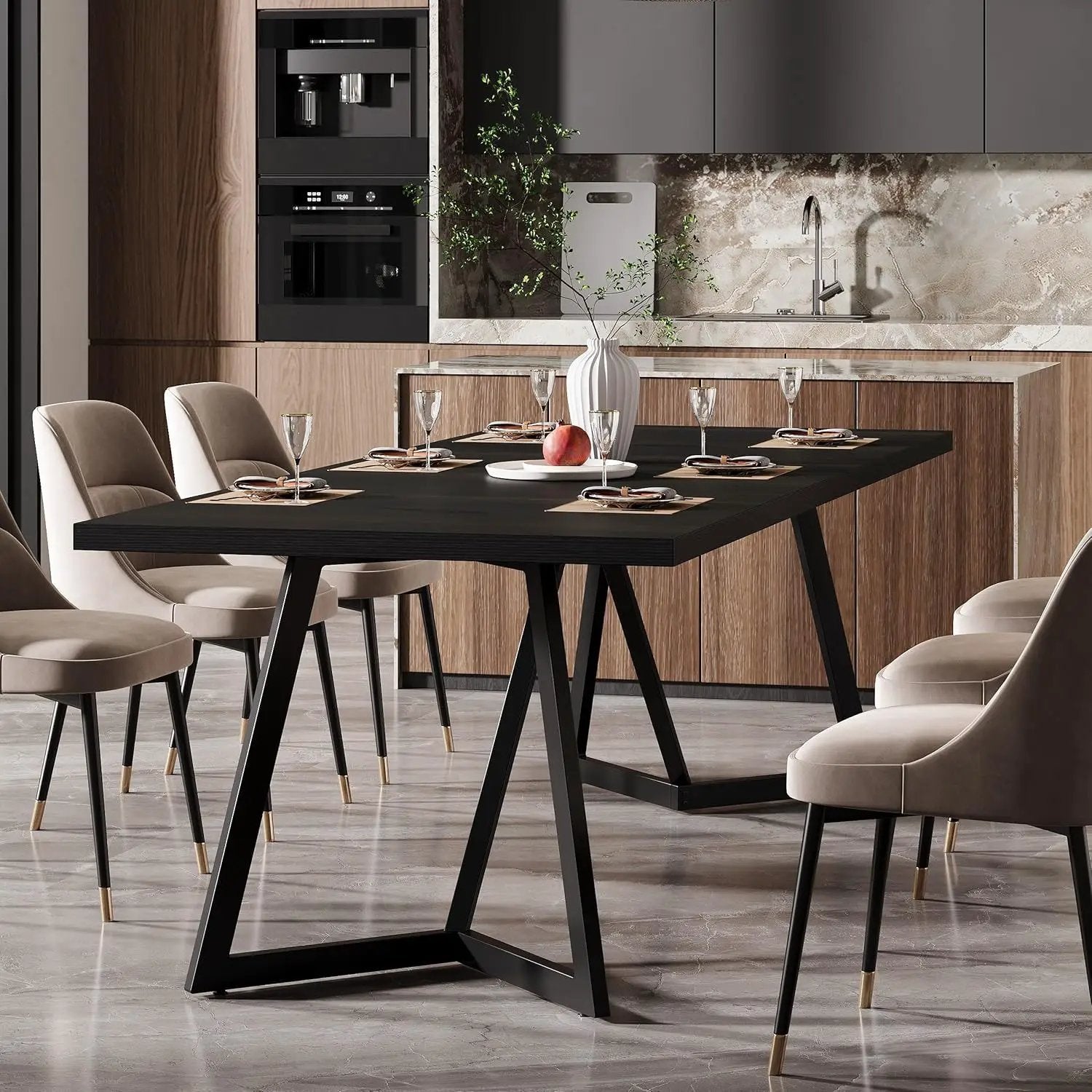 Rectangular Dining Table For 6 - 8 People - Black