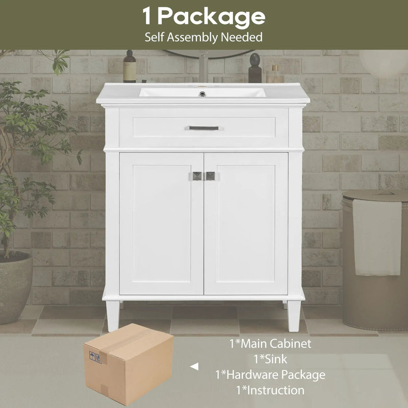 Bathroom Vanity With Ceramic Basin, Soft Close Door And Adjustable Shelves by HouseOfZazla