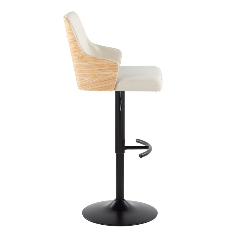 Stella - Contemporary Adjustable Barstool Stool With Swivel And Rounded T Footrest (Set of 2) by Unique Piece Furniture