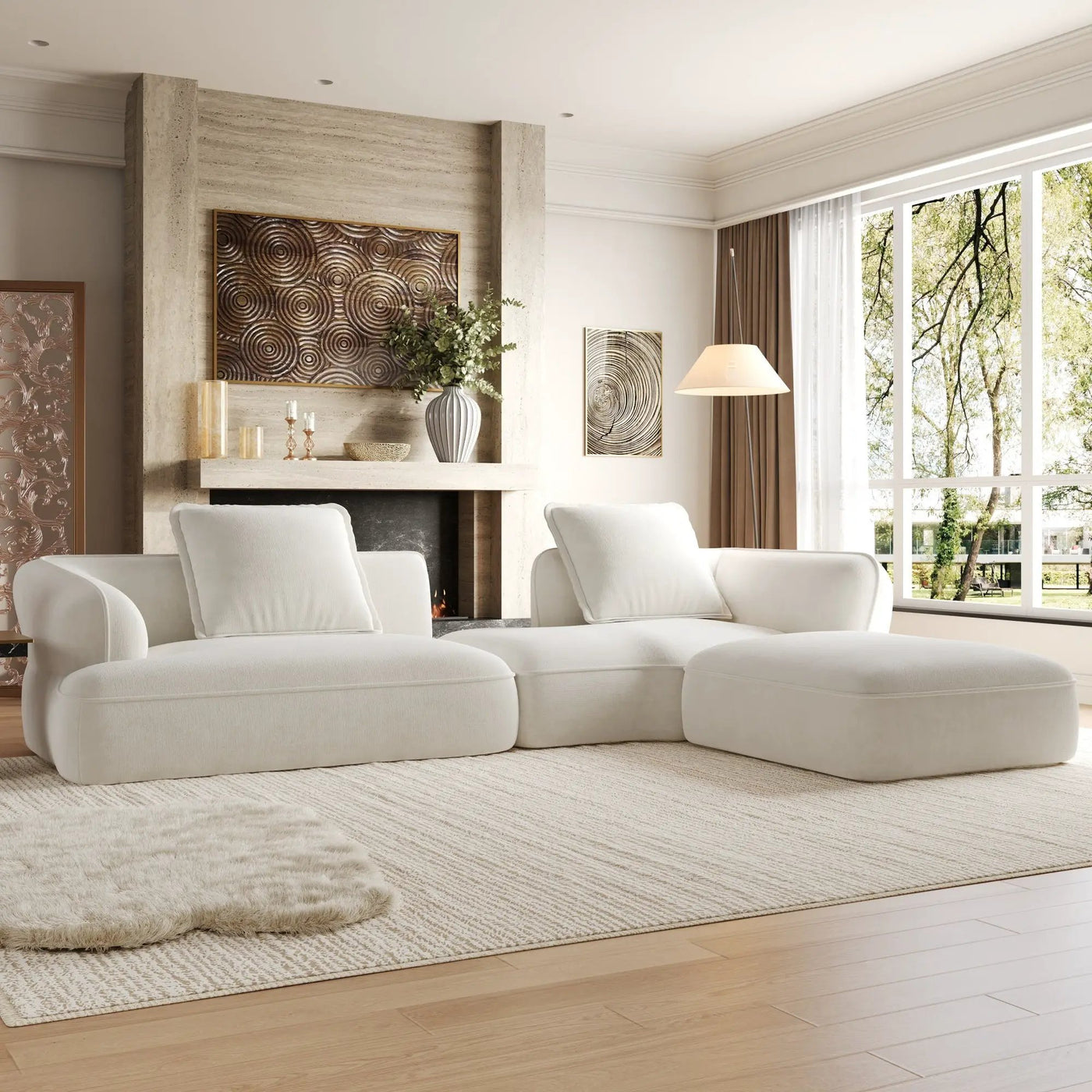 122" Modern L-Shaped Sectional Sofa with High-Density Foam and Chaise Lounge by HouseOfZazla