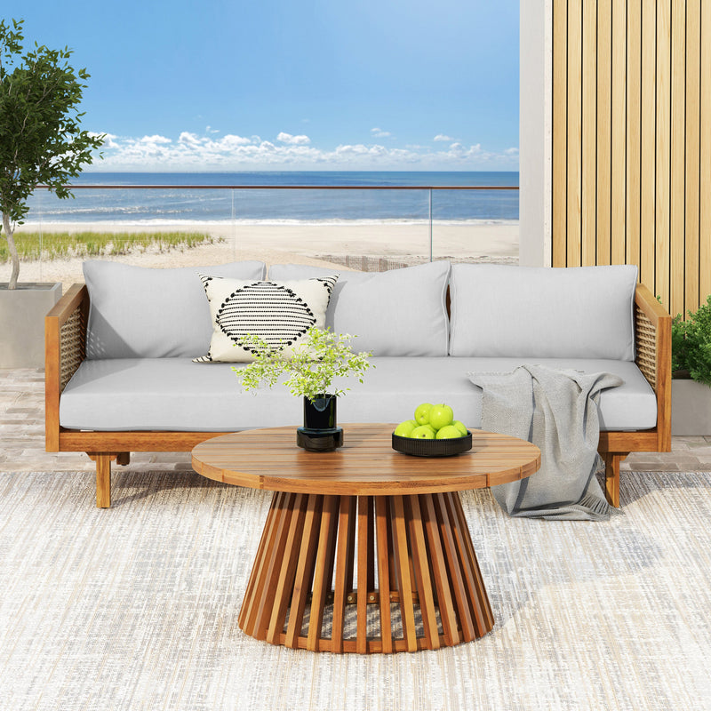 Wicker Patio Furniture Set with Weather-Resistant Rattan Sectional - Brown/Light Grey, photo 4 of 10