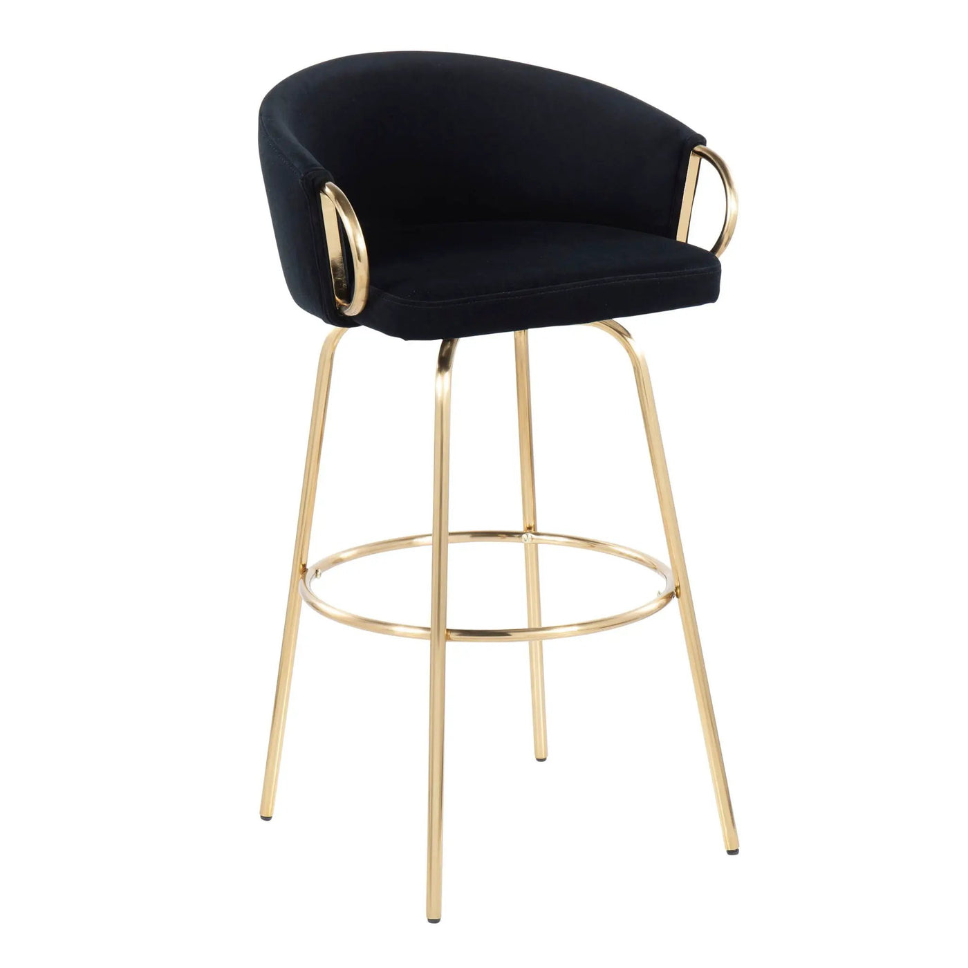 Claire - Contemporary / Glam Fixed Height Bar Stool (Set of 2) Round Footrest (Set of 2) by HouseOfZazla