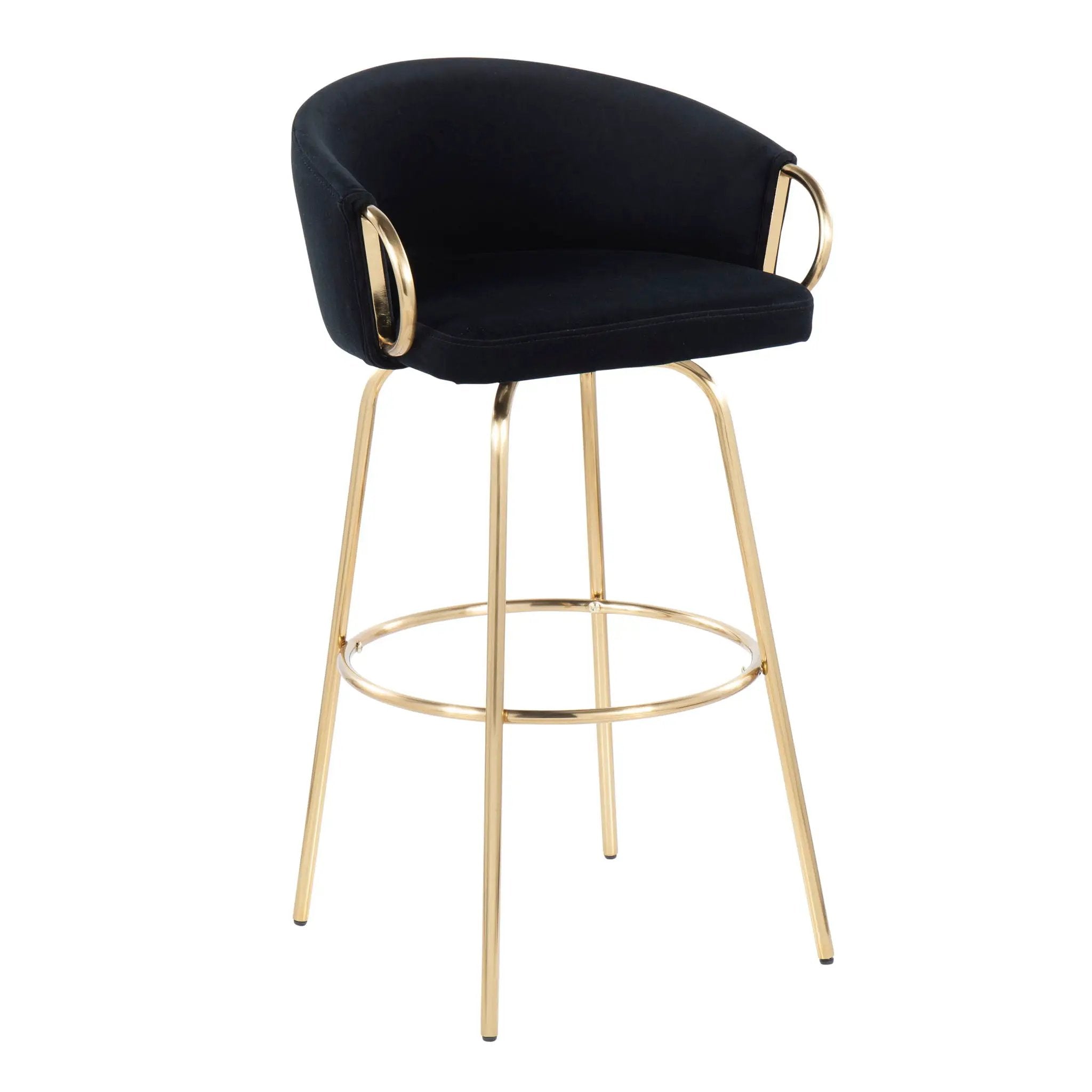 Claire - Contemporary / Glam Fixed Height Bar Stool (Set of 2) Round Footrest (Set of 2) by Unique Piece Furniture