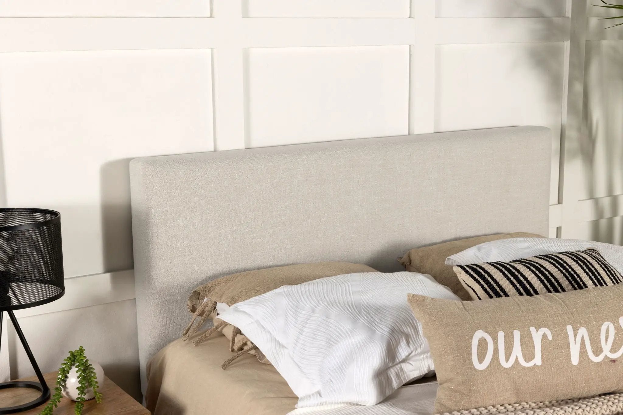Pirro Upholstered Queen or Full Panel Headboard Sand by Unique Piece Furniture
