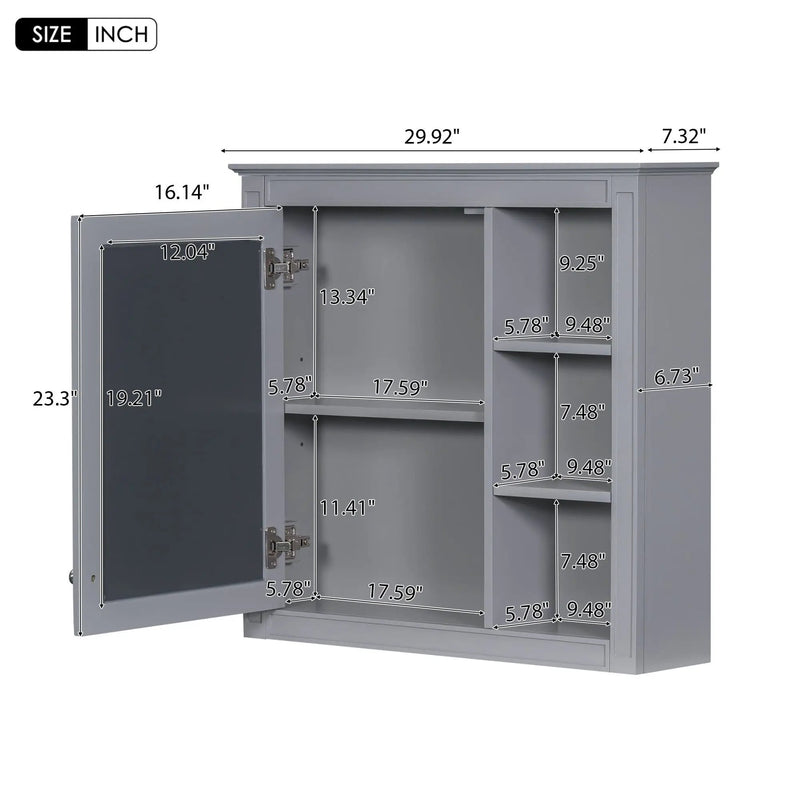 Bathroom Vanity With Medicine Cabinet, Royal Mirror Cabinet, Modern Bathroom Storage Cabinet With 2 Soft Closing Doors And 4 Drawers by HouseOfZazla