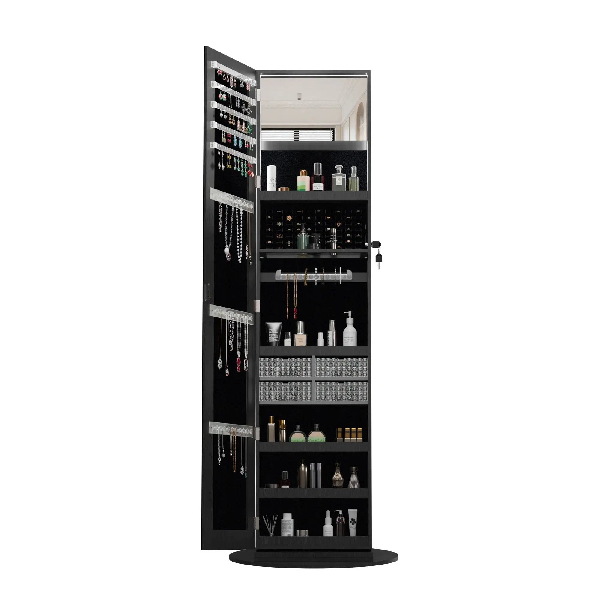 Swivel Jewelry Cabinet With Full Length Mirror by Unique Piece Furniture