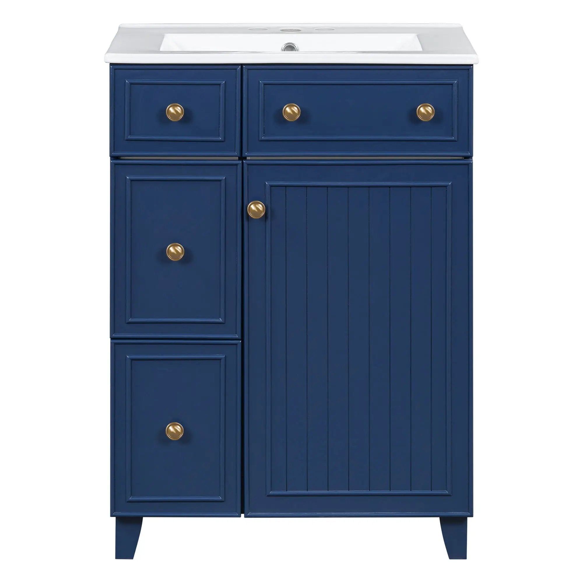 Transitional Style Bathroom Vanity Cabinet With Ceramic Sink by Unique Piece Furniture