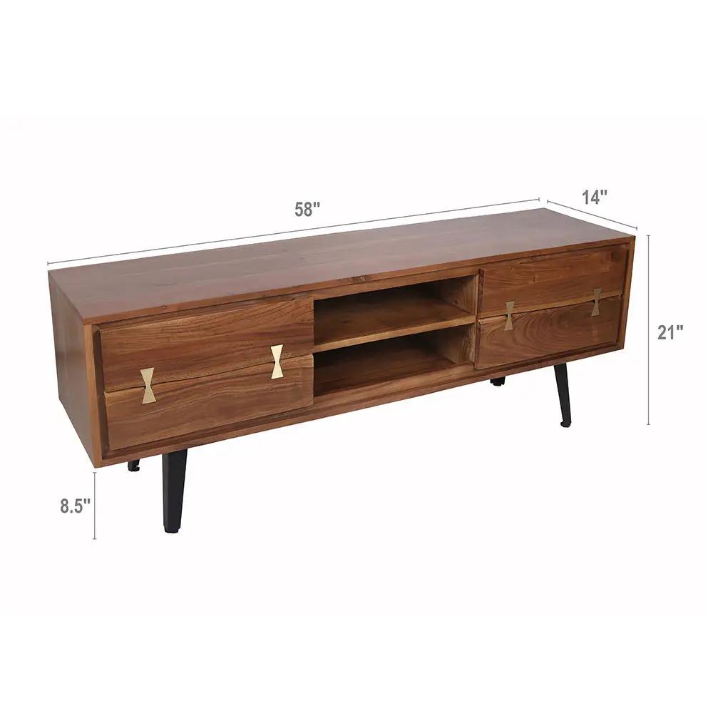 Asther - Acacia Wood TV Cabinet - Natural Wood / Brown by Unique Piece Furniture