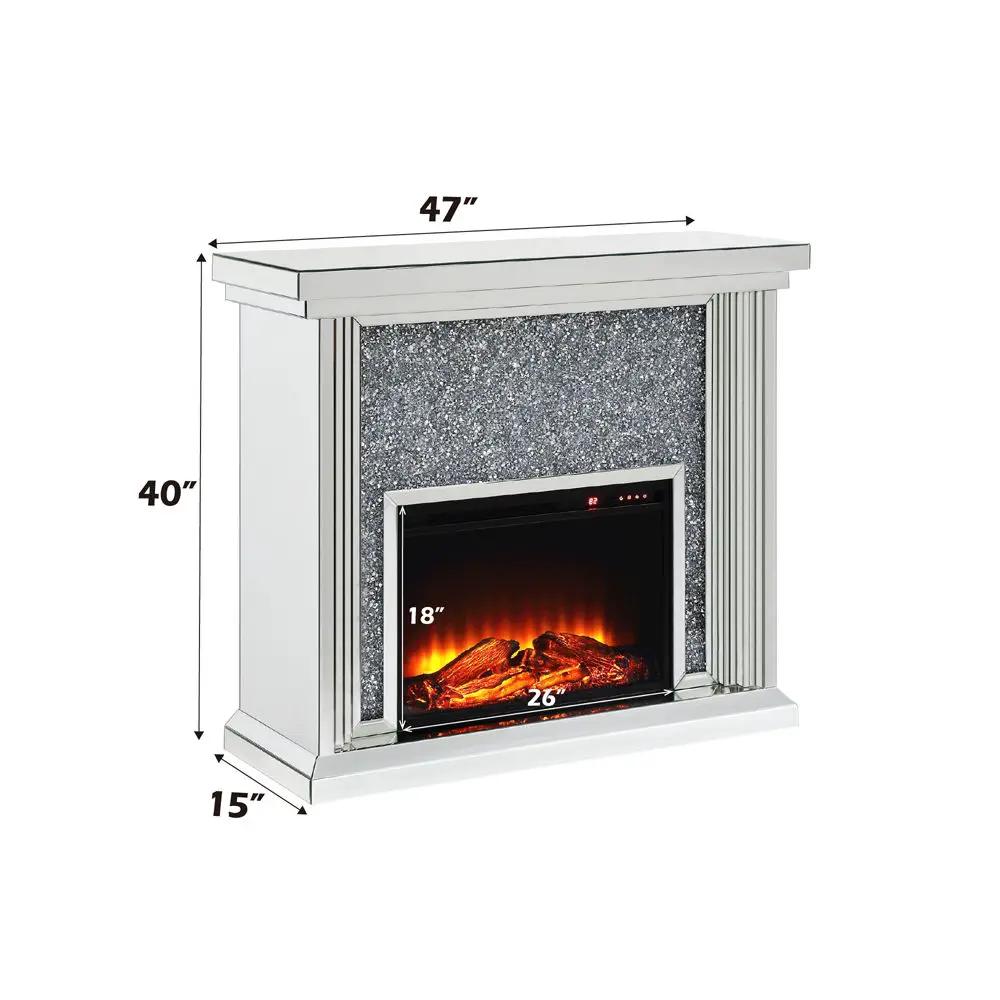 Noralie - 40" Fireplace - Mirrored & Faux Diamonds by Unique Piece Furniture