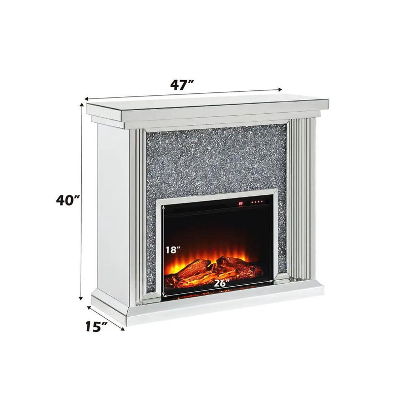 Noralie - 40" Fireplace - Mirrored & Faux Diamonds by Unique Piece Furniture