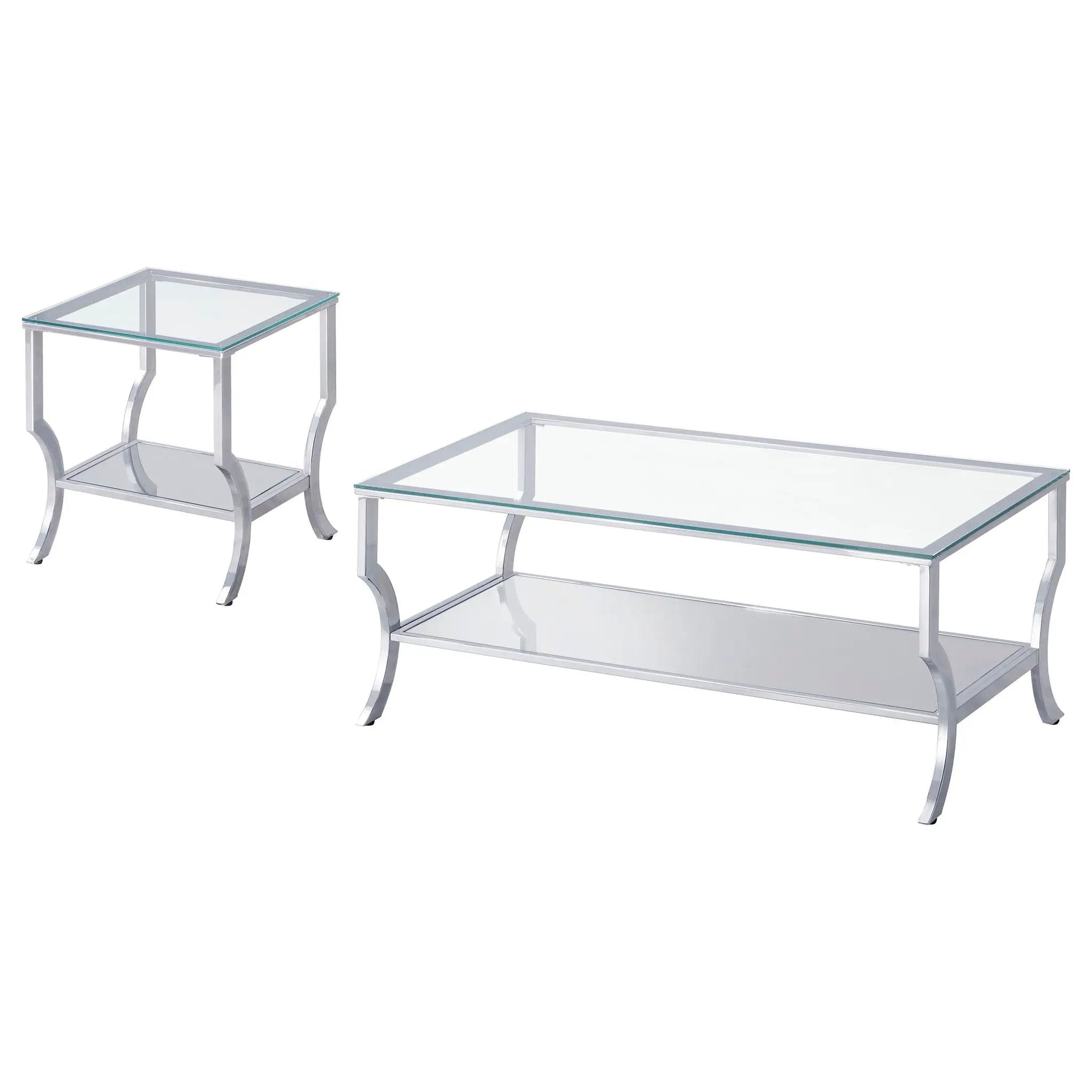 Saide 2-piece Glass Top Coffee and End Table Set Chrome by Unique Piece Furniture