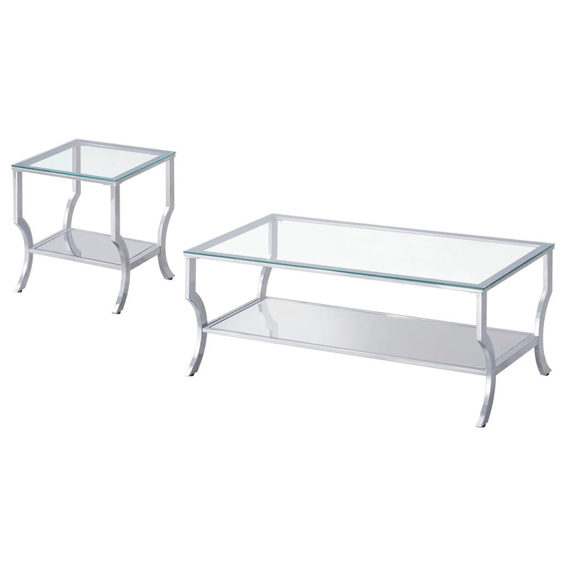 Saide 2-piece Glass Top Coffee and End Table Set Chrome by Unique Piece Furniture