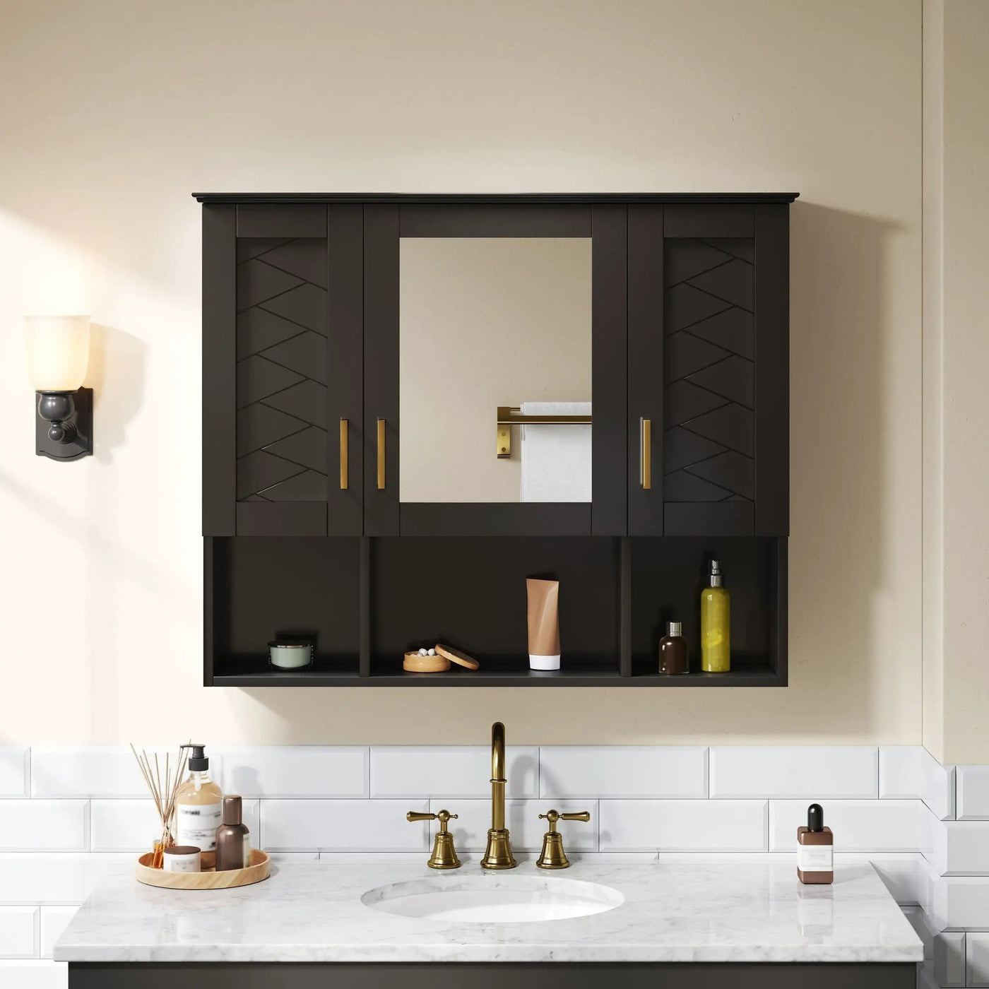 Modern Wall Mounted Medicine Cabinet with Adjustable Shelves and Soft Close Doors by HouseOfZazla