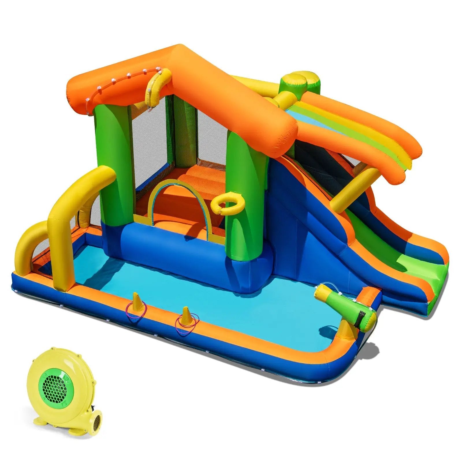 Inflatable Bounce House Water Park with Slide and 480W Blower by DirectDeals