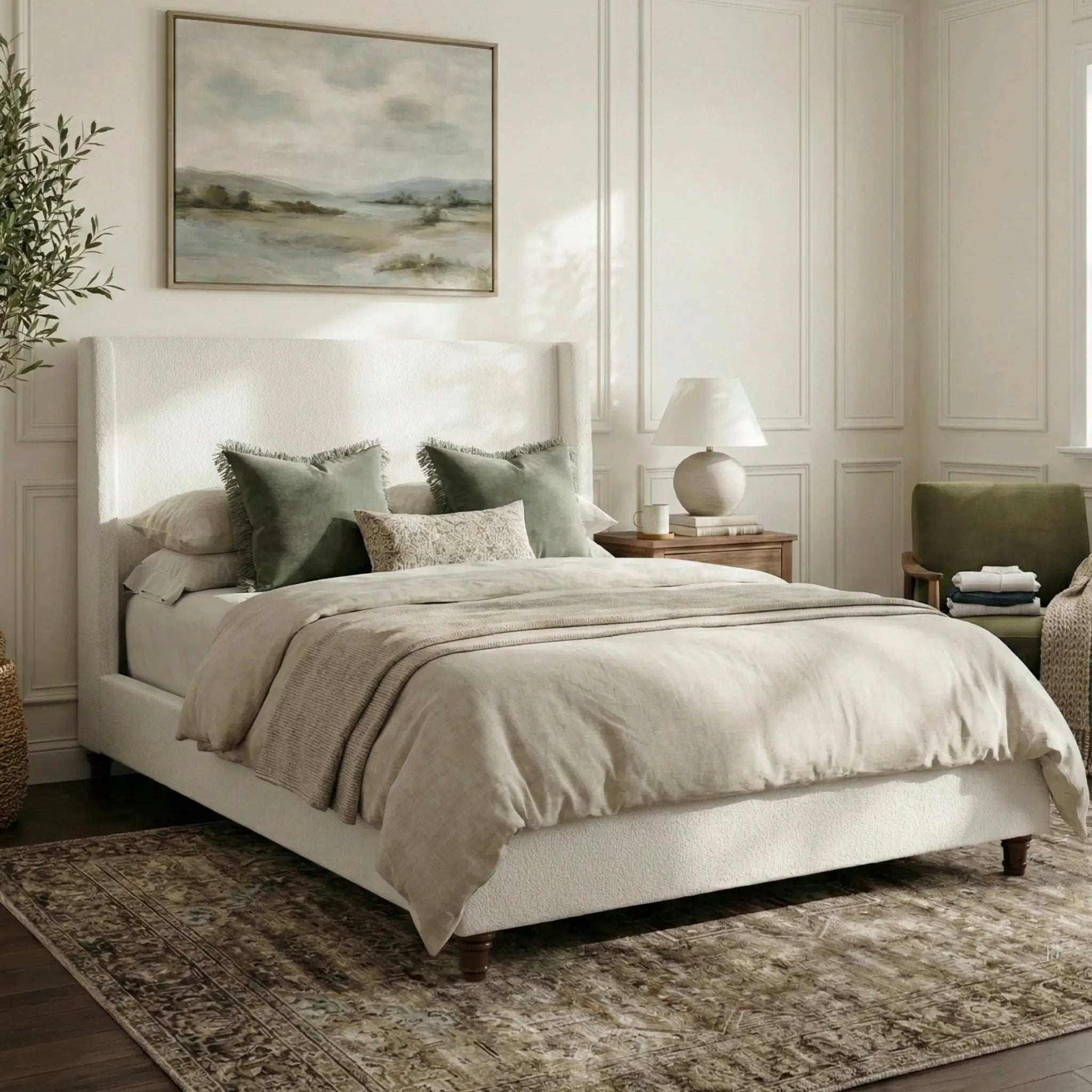 52.7" Tall Upholstered Wingback Queen Platform Bed Frame by HouseOfZazla