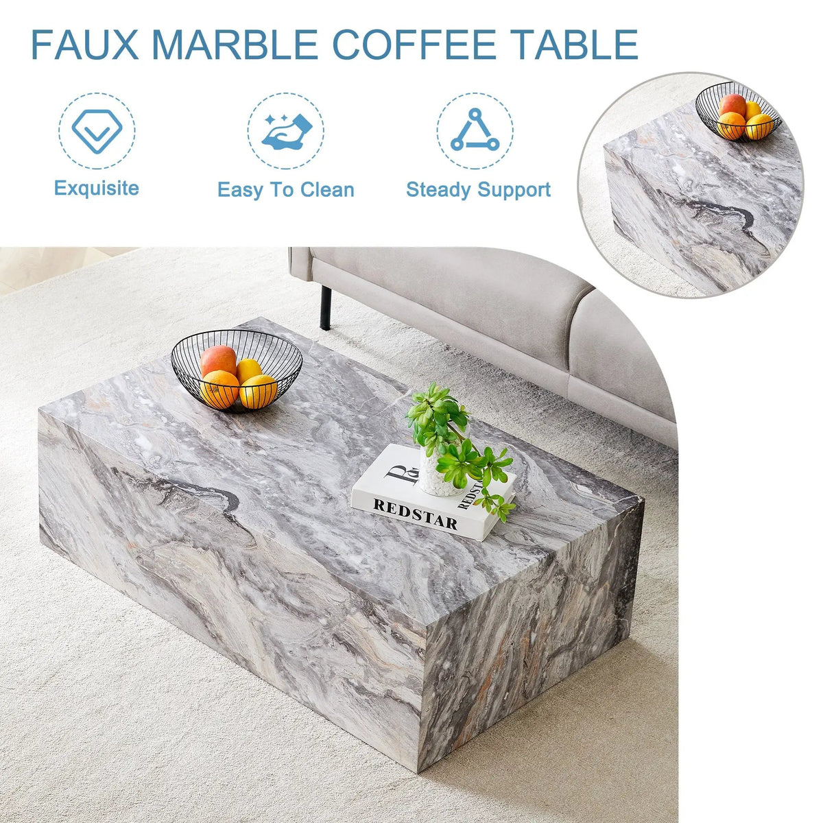 Elegant Grey Stone Pattern Coffee Table by HouseOfZazla