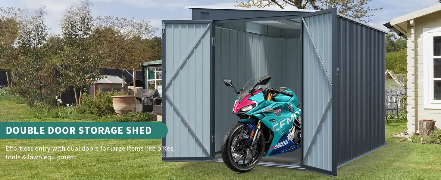 6x8FT Galvanized Steel Outdoor Storage Shed by HouseOfZazla