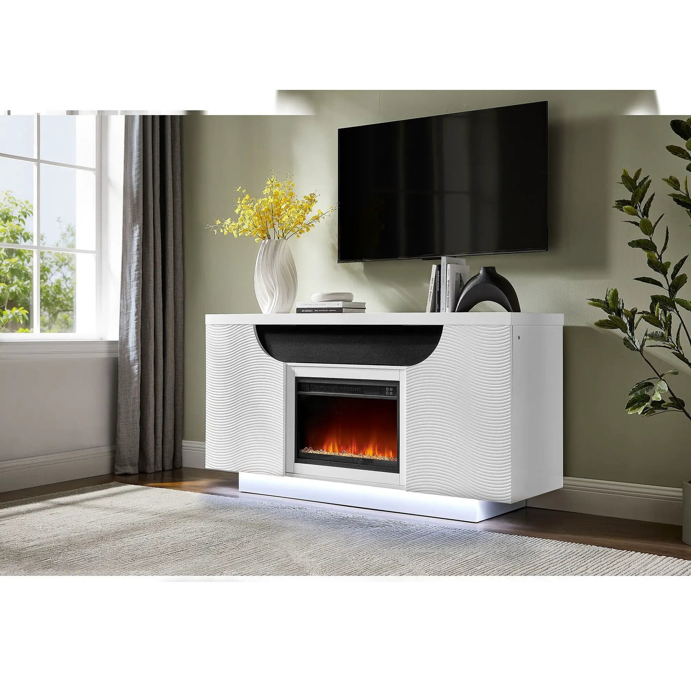 Alessia - Electric Fireplace With Multi Color LED And Flame Settings by Unique Piece Furniture