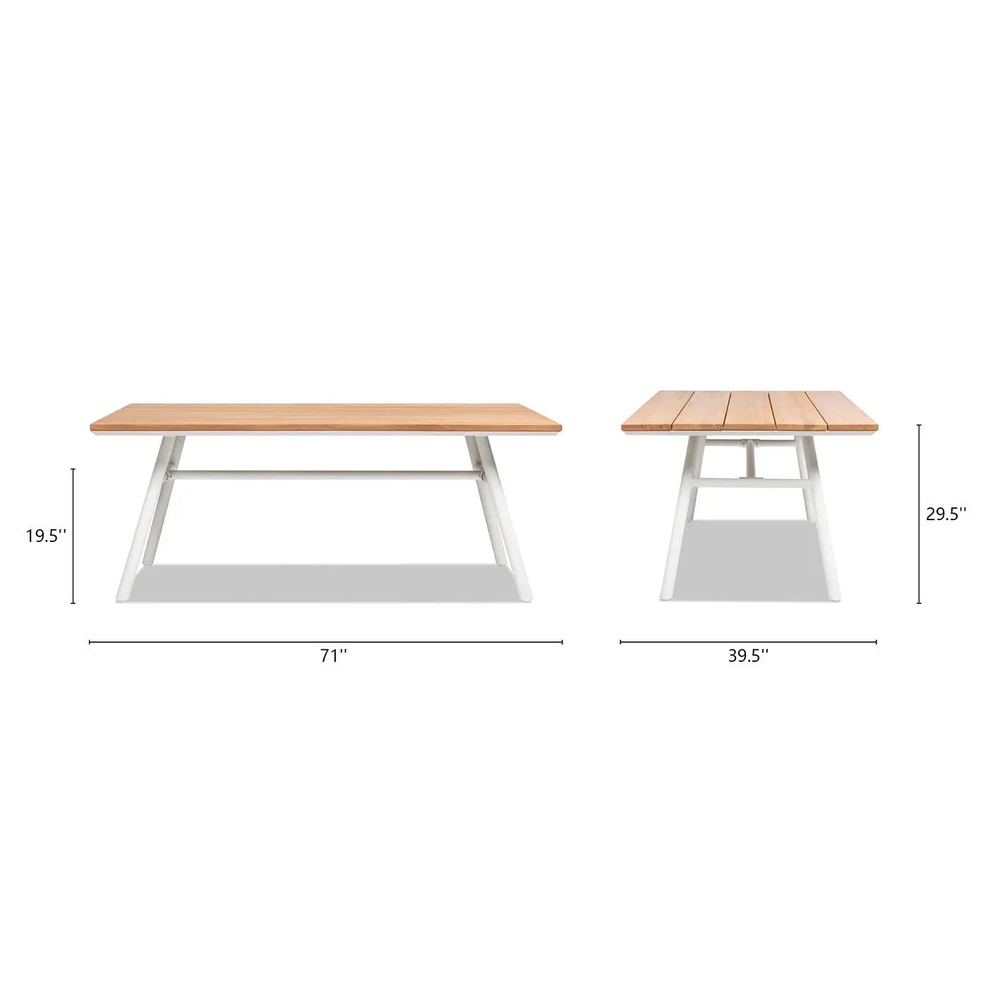 Maiden - 6 Seater Patio Dining Table - Natural Teak by HouseOfZazla