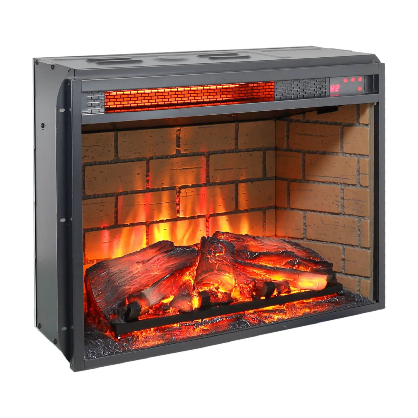 Infrared Quartz Heater Fireplace Insert -Woodlog Version With Brick by Unique Piece Furniture