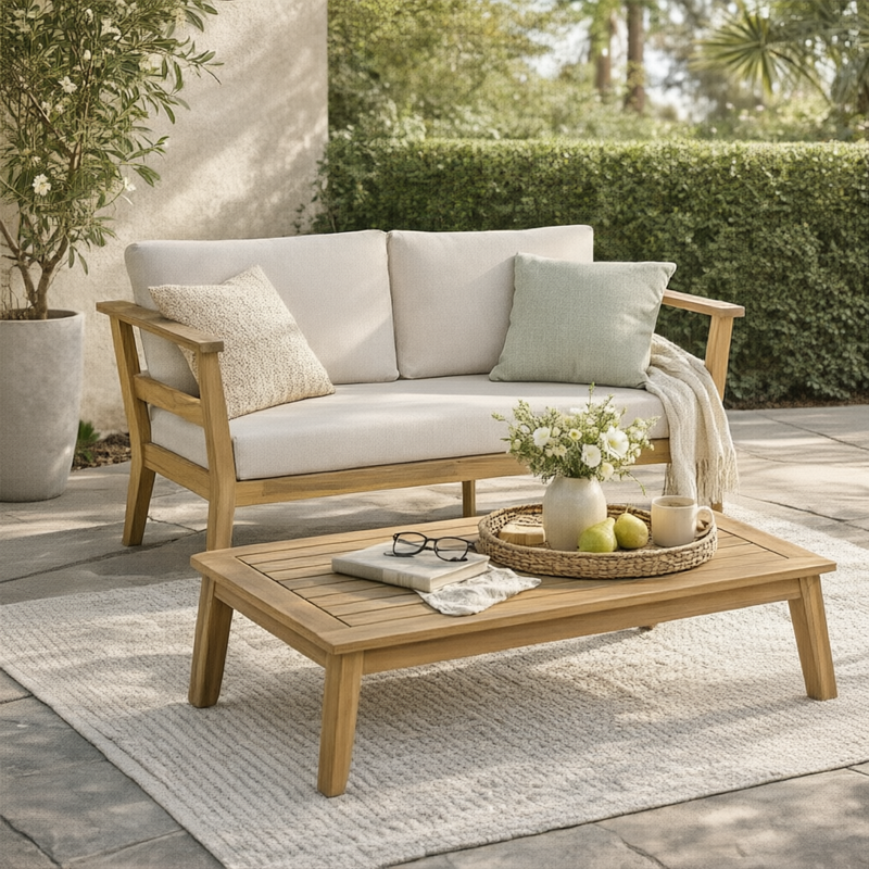 Acacia Outdoor Loveseat & Coffee Table Set