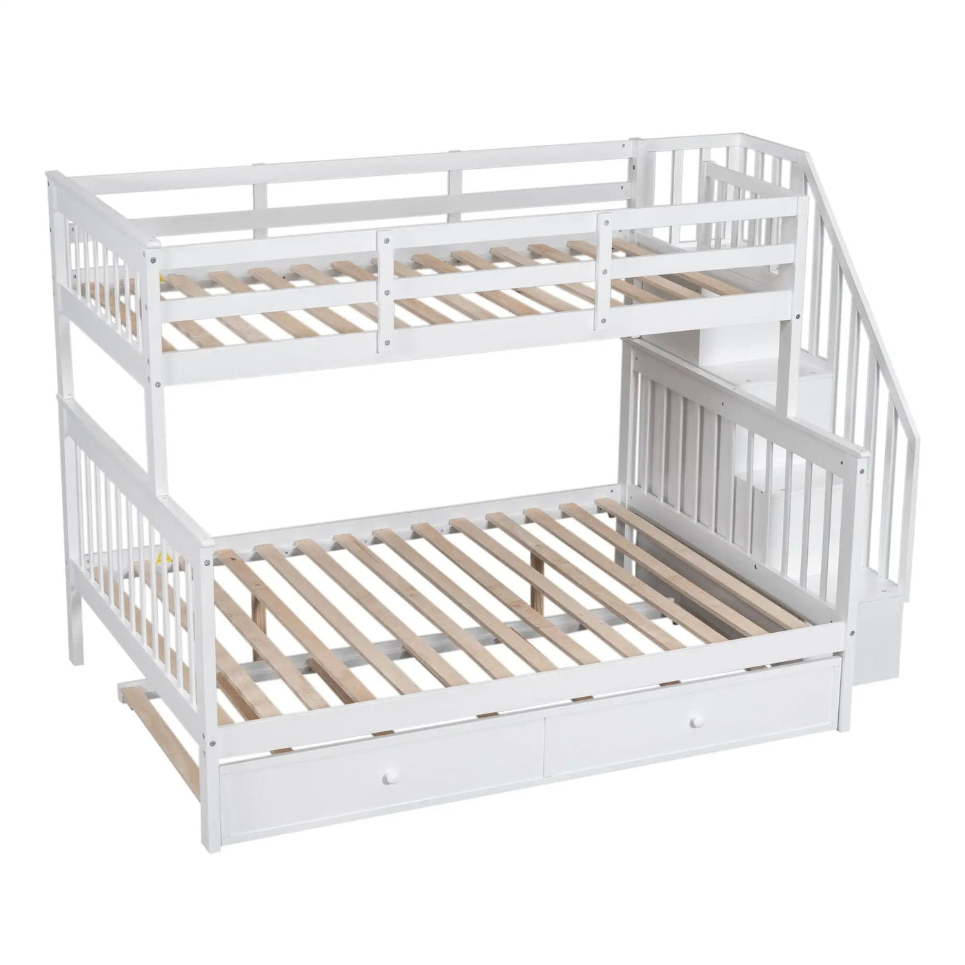 Bunk Bed With Twin Size Trundle, Storage And Guard Rail For Bedroom by Unique Piece Furniture