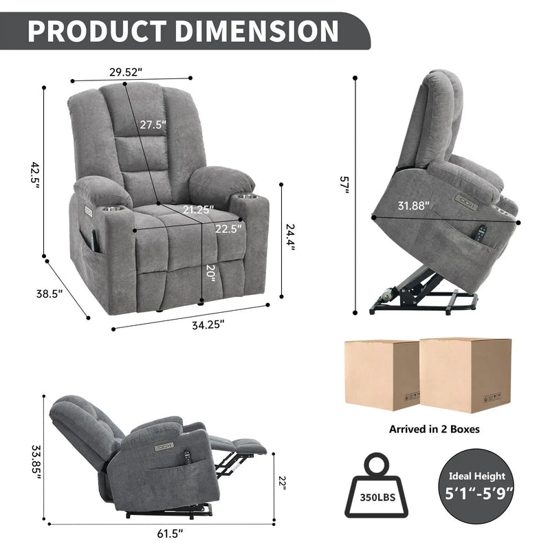 Power Lift Recliner Chair with Massage and Heat by HouseOfZazla