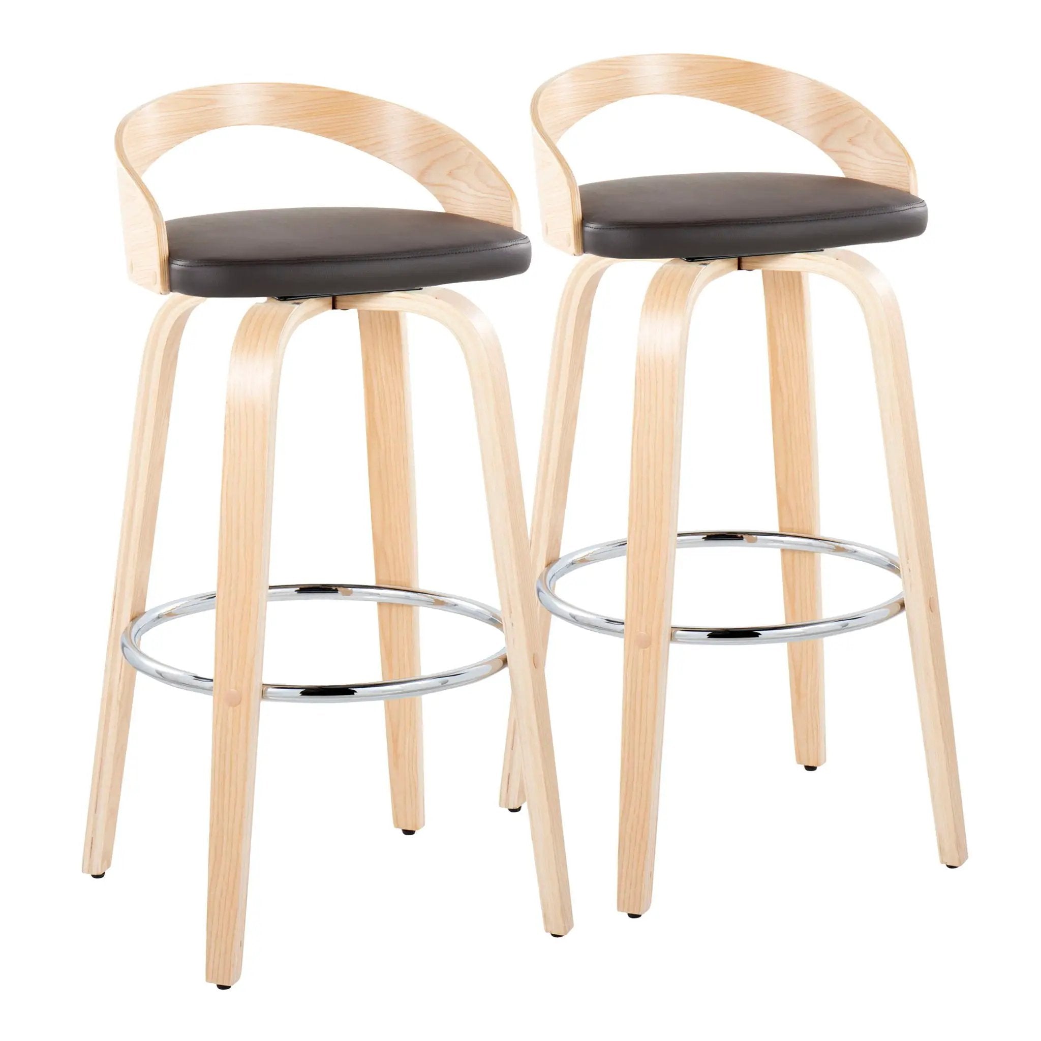 Grotto - Contemporary Fixed-Height Barstool With Swivel With Round Footrest (Set of 2) by Unique Piece Furniture