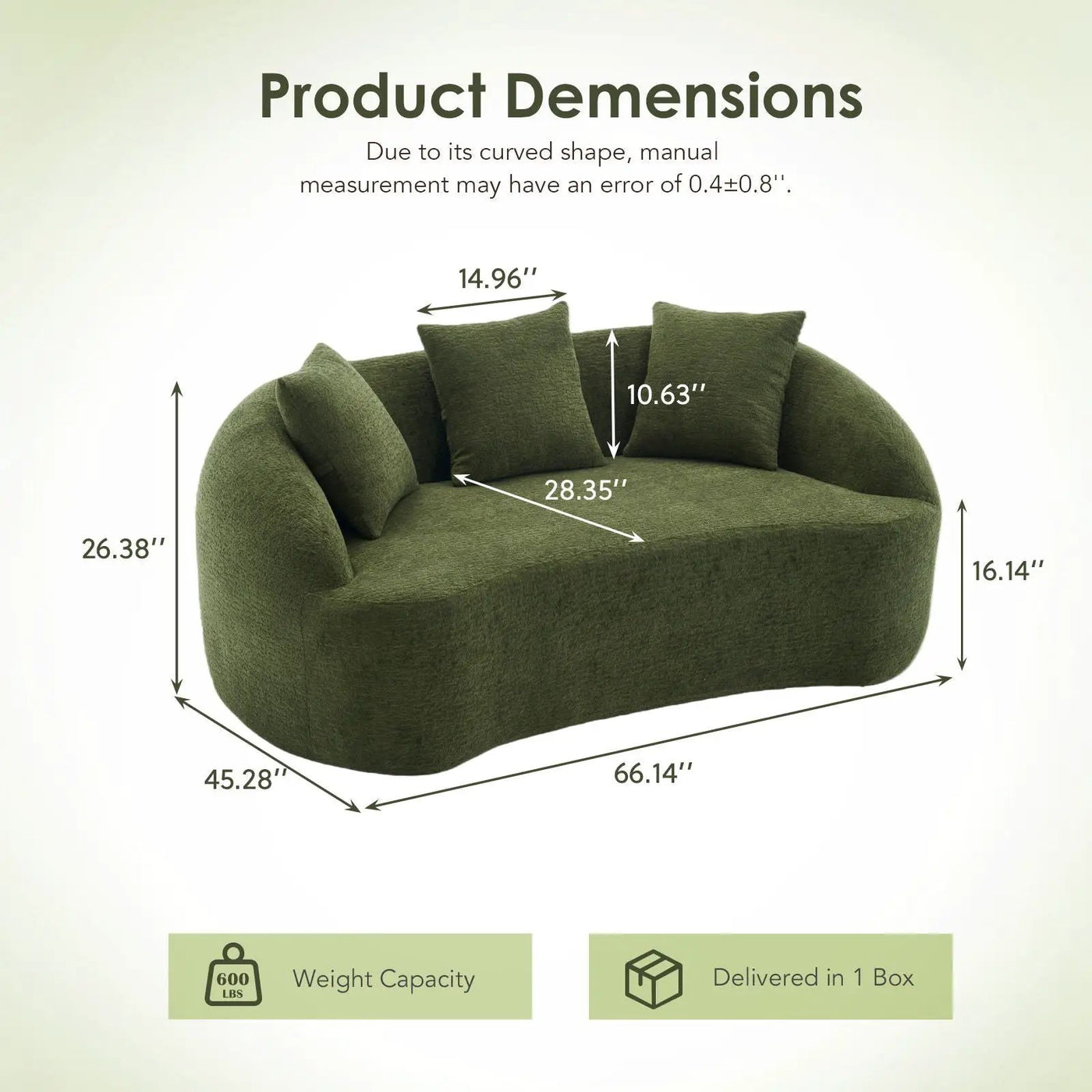 Loveseat Sofa, Compact Design For Small Spaces by Unique Piece Furniture