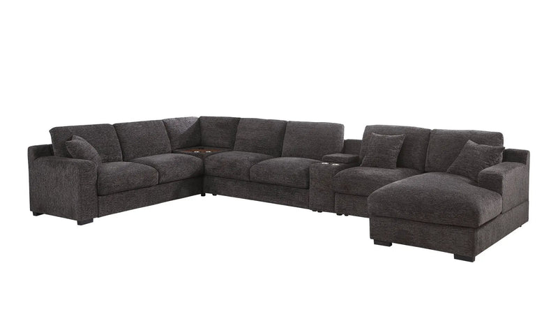 Celine - Corner Sectional Sofa With Right Facing Chaise, Cupholders, And Charging Ports - Gray by Unique Piece Furniture