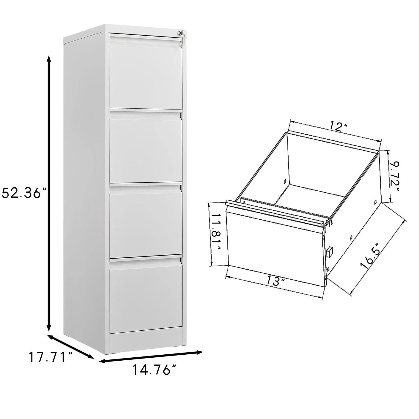 Durable Metal 3 Drawer File Cabinet With Lock For Office Storage by HouseOfZazla