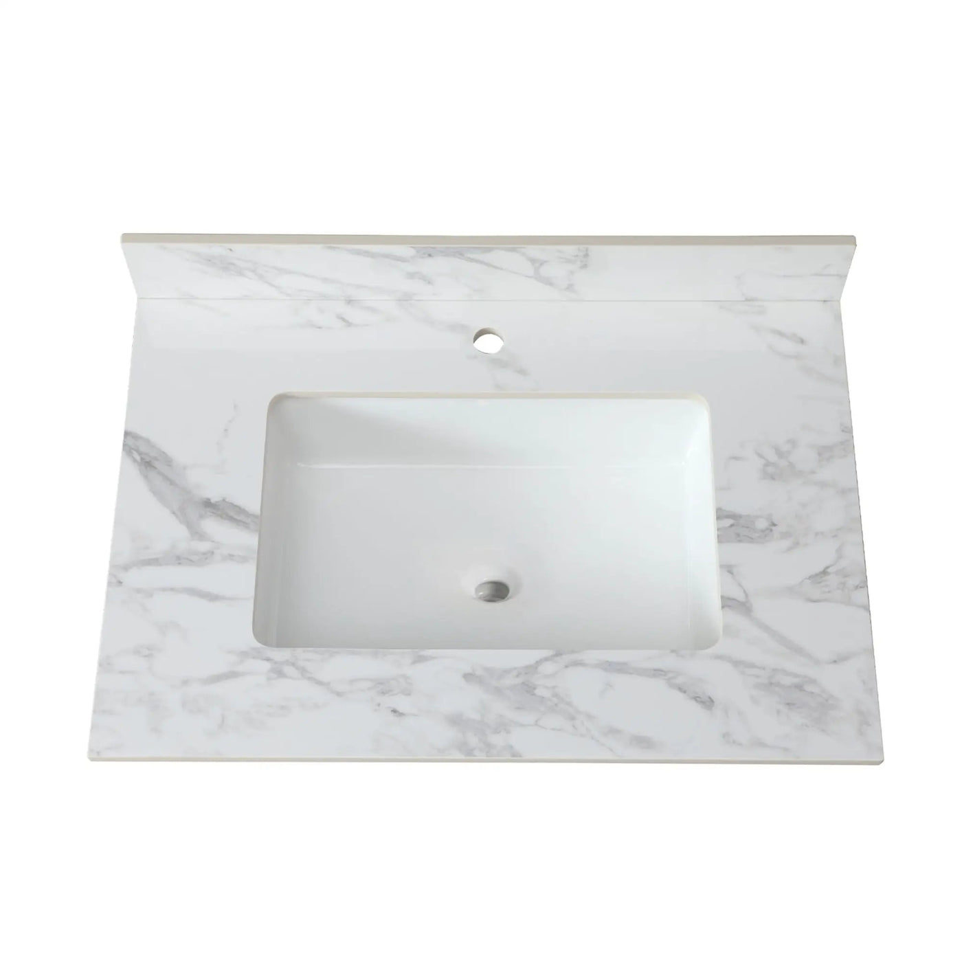 Elegant Bathroom Vanity Top With Rectangular Ceramic Sink And Backsplash by HouseOfZazla