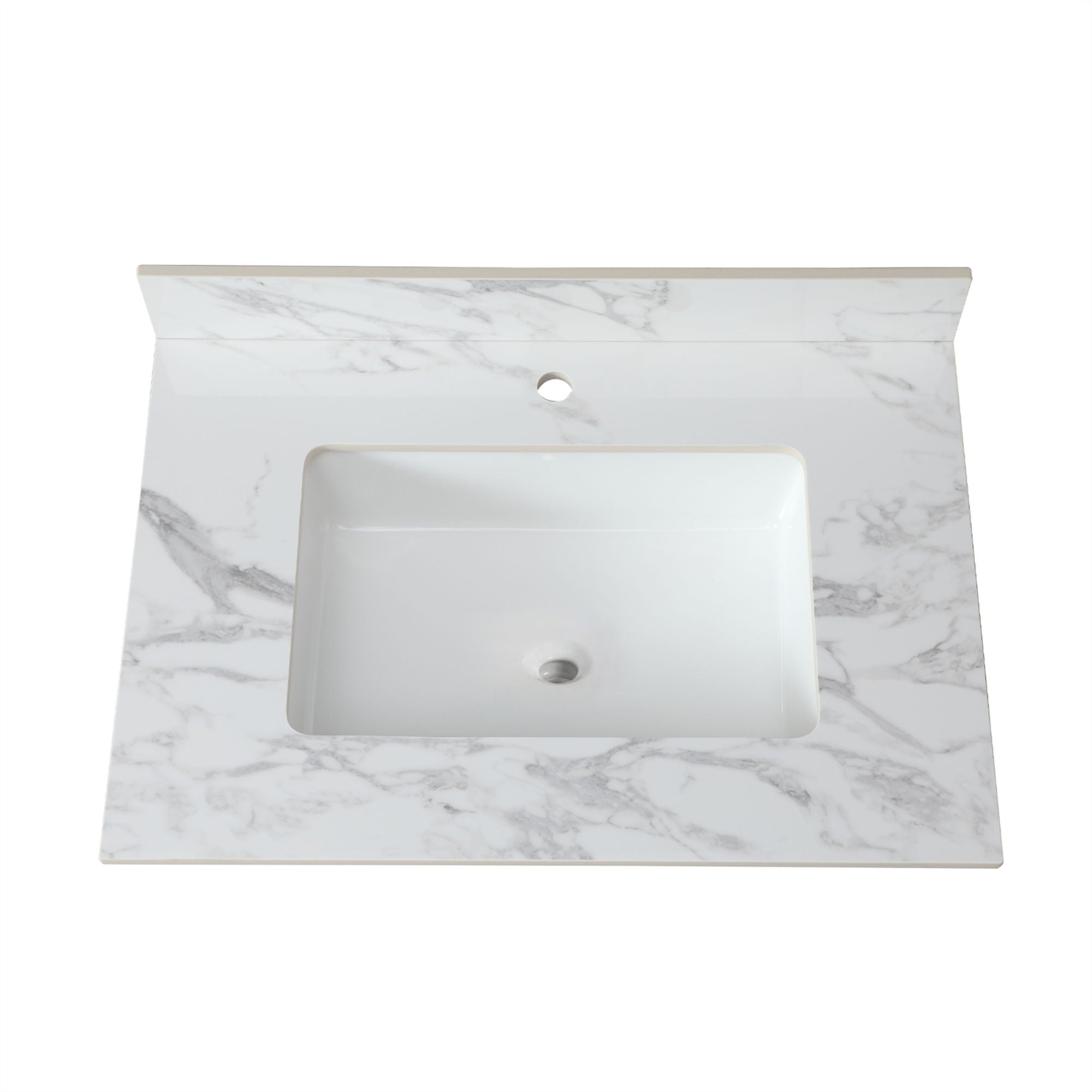 Elegant Bathroom Vanity Top With Rectangular Ceramic Sink And Backsplash by HouseOfZazla